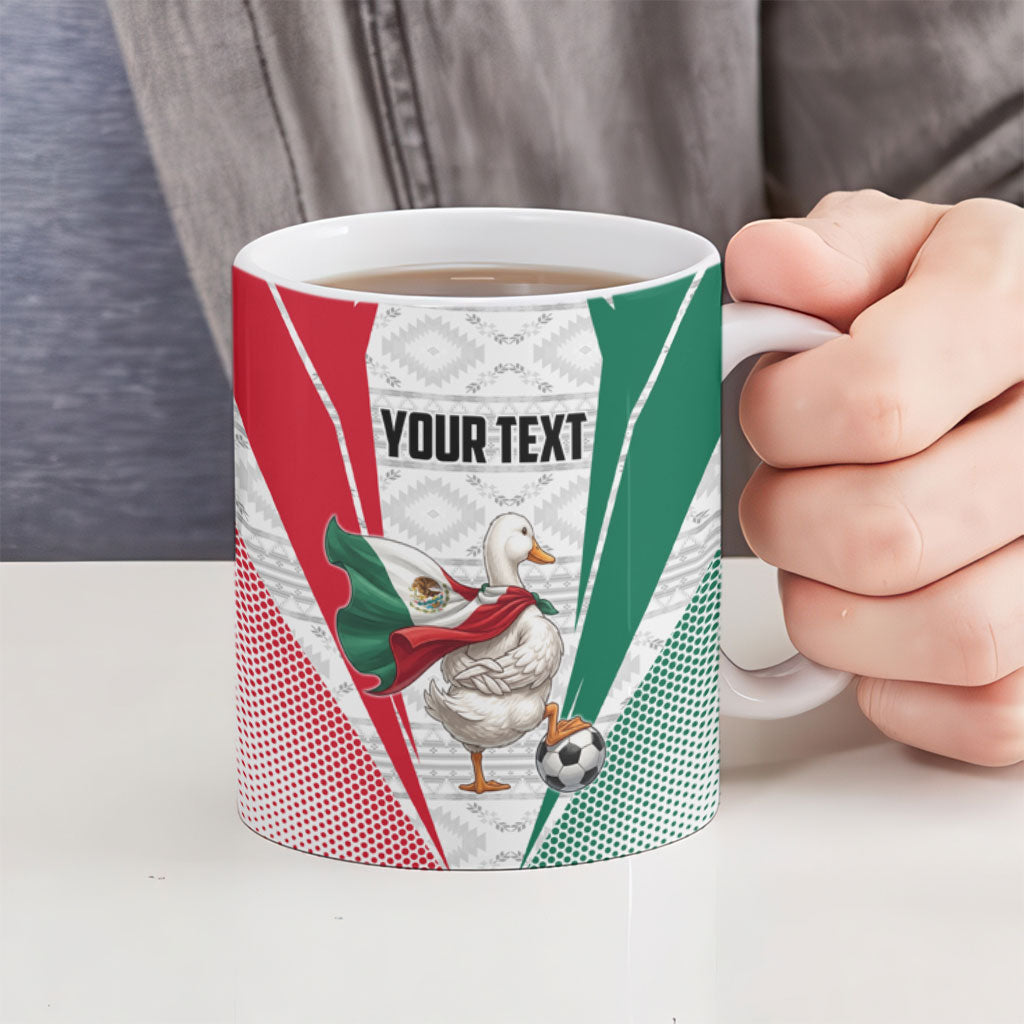Personalized Mexico Soccer Duck Ceramic Mug Mexican Flag Cape Soccer Ball