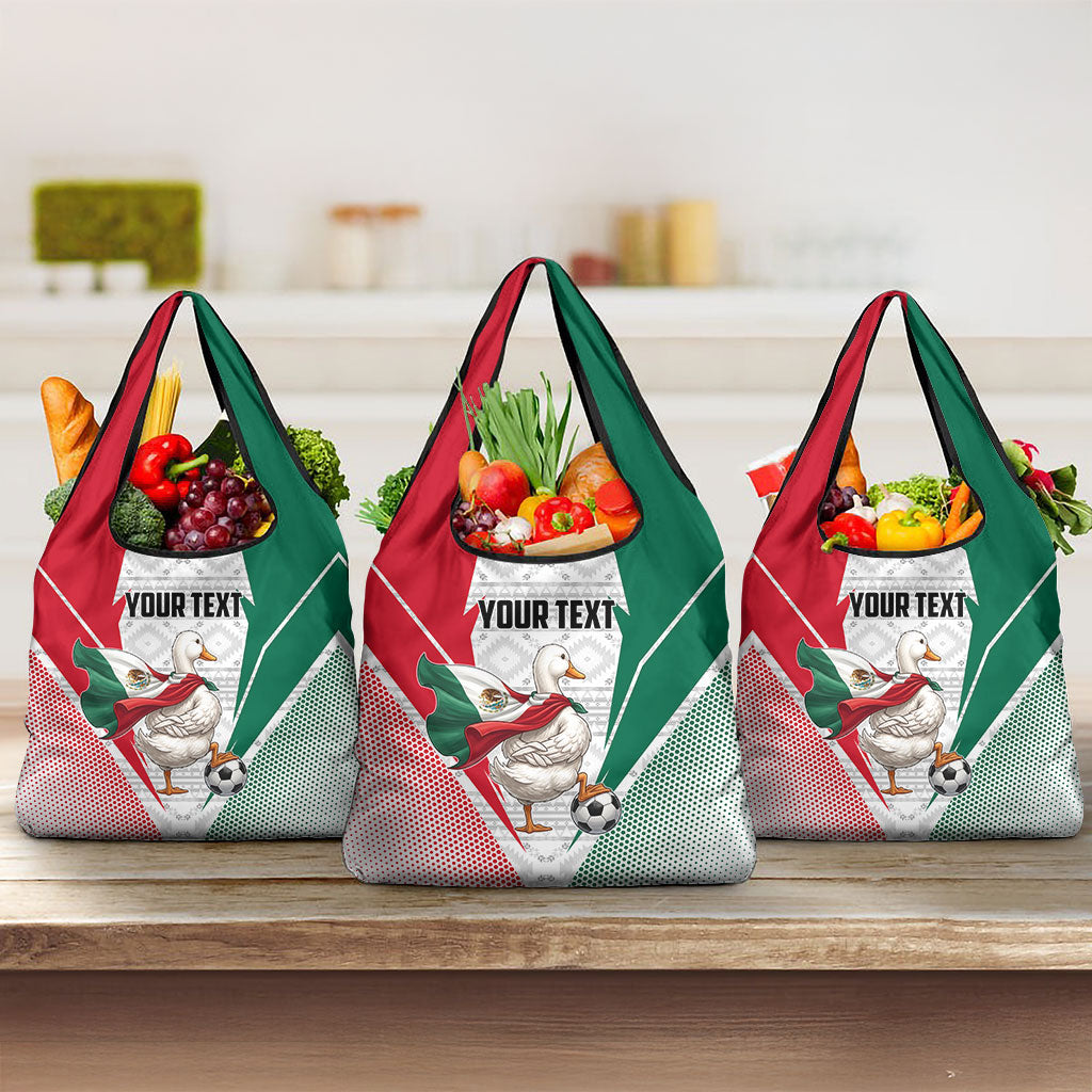 Personalized Mexico Soccer Duck Grocery Bag Mexican Flag Cape Soccer Ball