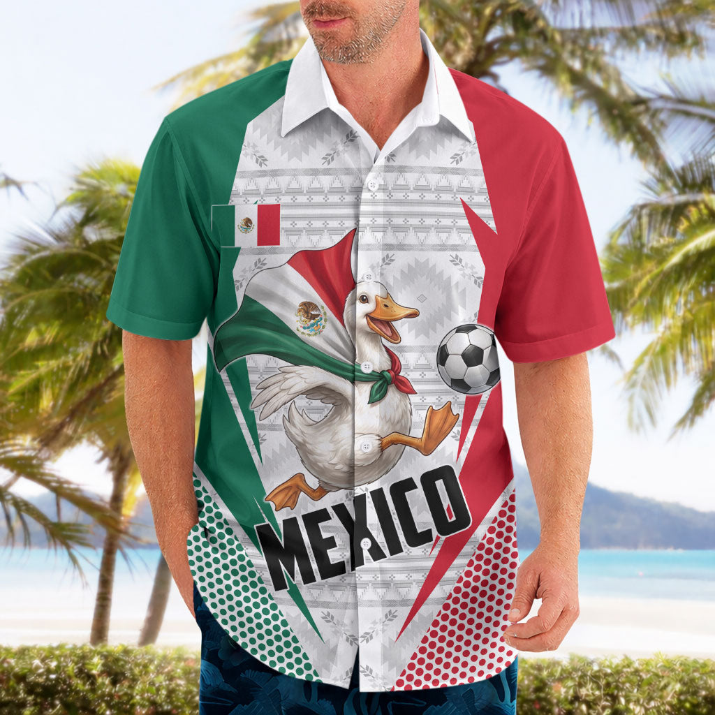 Personalized Mexico Soccer Duck Hawaiian Shirt Mexican Flag Cape Soccer Ball