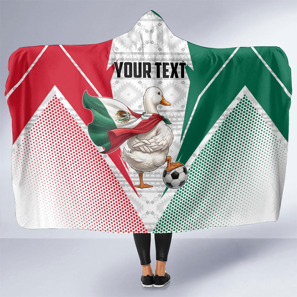 Personalized Mexico Soccer Duck Hooded Blanket Mexican Flag Cape Soccer Ball