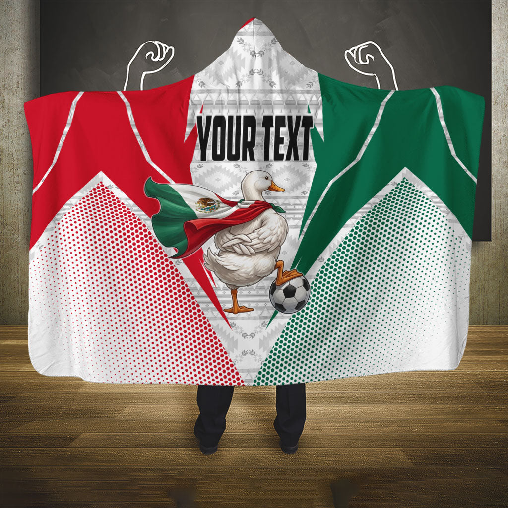 Personalized Mexico Soccer Duck Hooded Blanket Mexican Flag Cape Soccer Ball