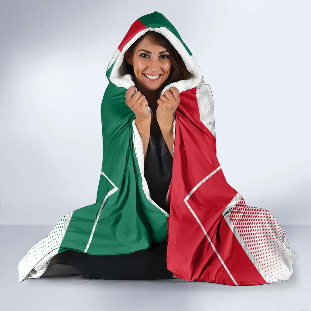 Personalized Mexico Soccer Duck Hooded Blanket Mexican Flag Cape Soccer Ball