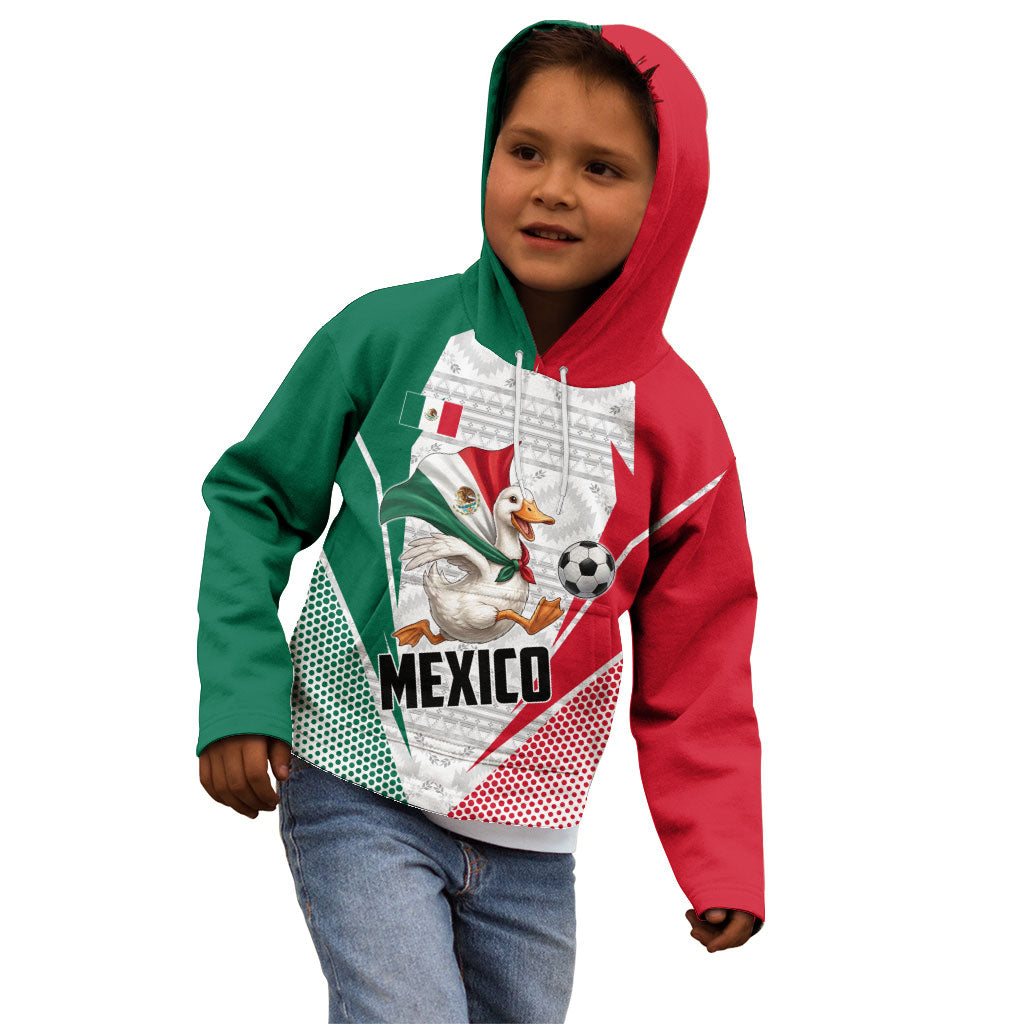 Personalized Mexico Soccer Duck Kid Hoodie Mexican Flag Cape Soccer Ball