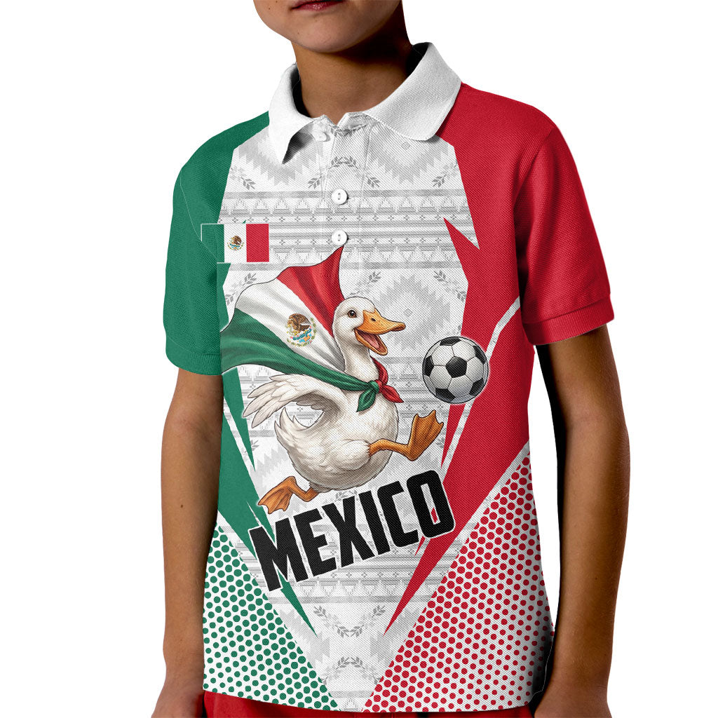 Personalized Mexico Soccer Duck Kid Polo Shirt Mexican Flag Cape Soccer Ball