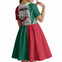 Personalized Mexico Soccer Duck Kid Short Sleeve Dress Mexican Flag Cape Soccer Ball