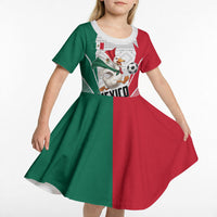 Personalized Mexico Soccer Duck Kid Short Sleeve Dress Mexican Flag Cape Soccer Ball