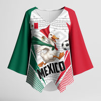 Personalized Mexico Soccer Duck Kimono Sleeve Blouse Mexican Flag Cape Soccer Ball