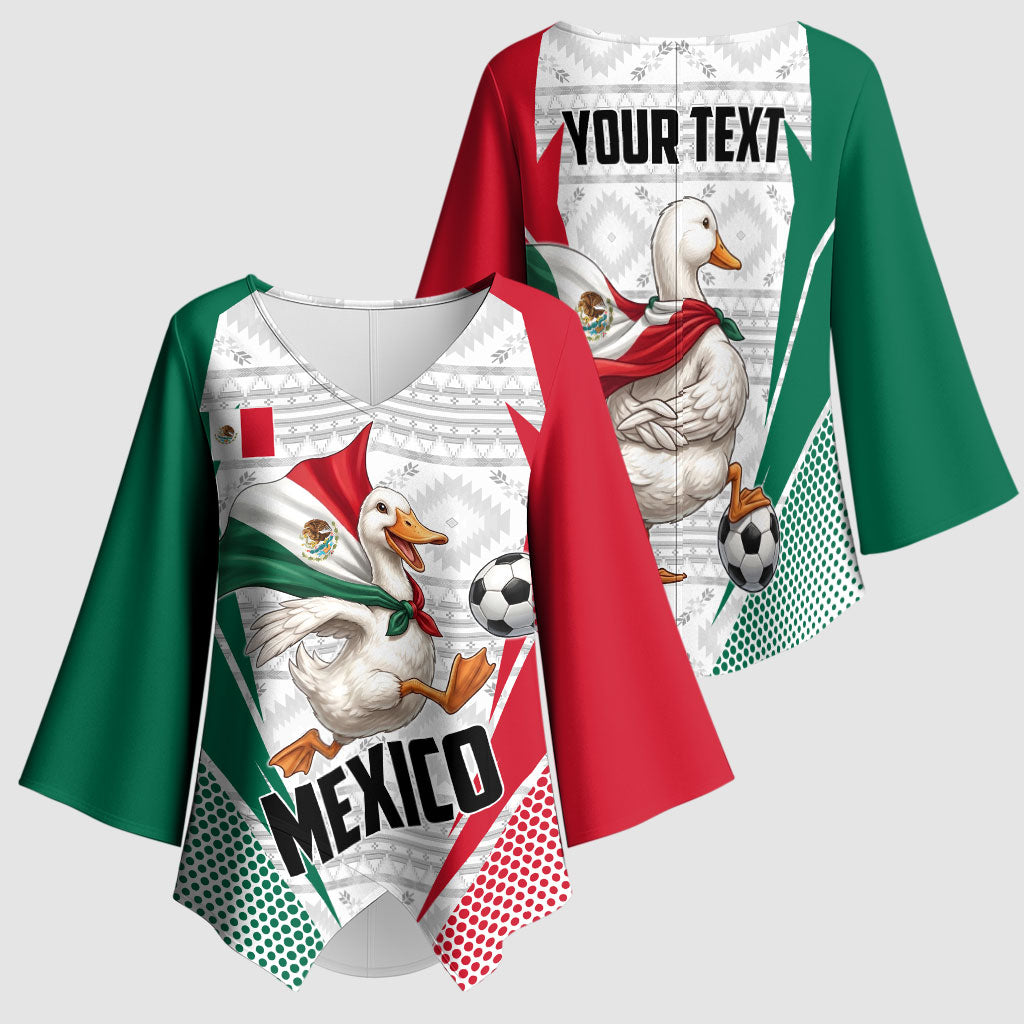 Personalized Mexico Soccer Duck Kimono Sleeve Blouse Mexican Flag Cape Soccer Ball