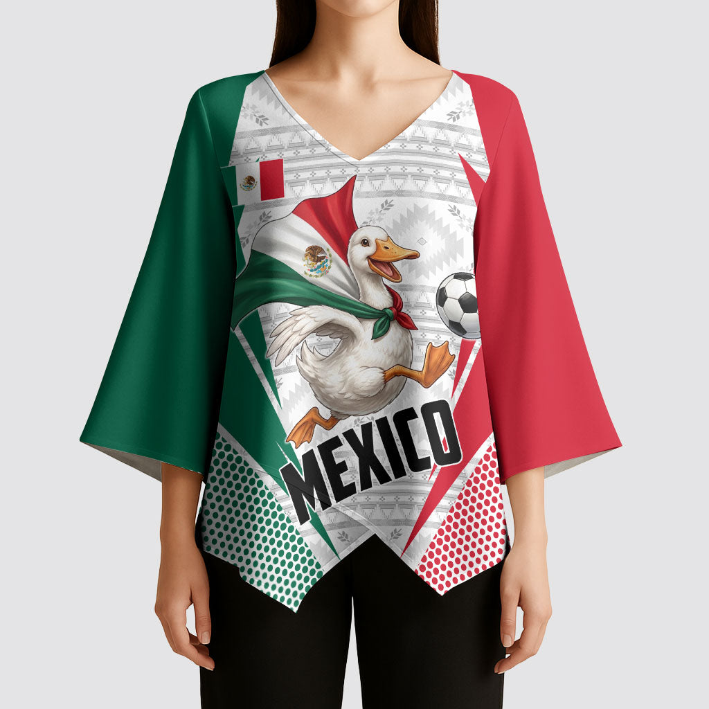 Personalized Mexico Soccer Duck Kimono Sleeve Blouse Mexican Flag Cape Soccer Ball