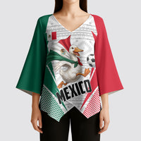 Personalized Mexico Soccer Duck Kimono Sleeve Blouse Mexican Flag Cape Soccer Ball