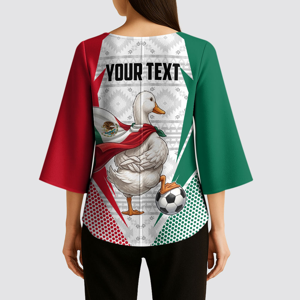 Personalized Mexico Soccer Duck Kimono Sleeve Blouse Mexican Flag Cape Soccer Ball