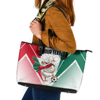 Personalized Mexico Soccer Duck Leather Tote Bag Mexican Flag Cape Soccer Ball