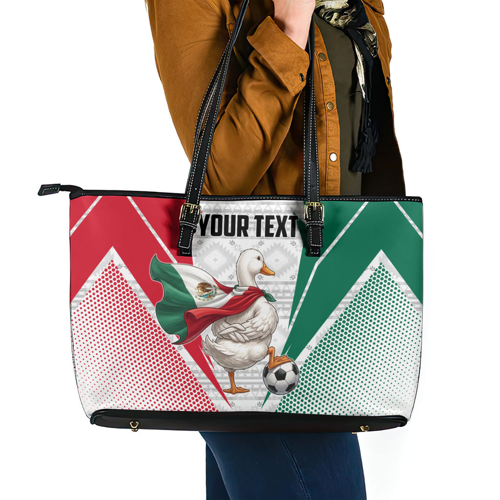 Personalized Mexico Soccer Duck Leather Tote Bag Mexican Flag Cape Soccer Ball