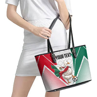 Personalized Mexico Soccer Duck Leather Tote Bag Mexican Flag Cape Soccer Ball