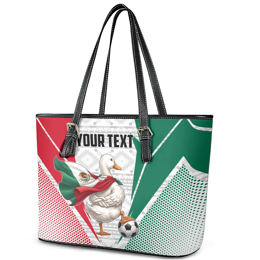 Personalized Mexico Soccer Duck Leather Tote Bag Mexican Flag Cape Soccer Ball