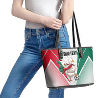 Personalized Mexico Soccer Duck Leather Tote Bag Mexican Flag Cape Soccer Ball
