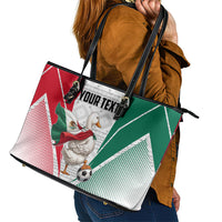 Personalized Mexico Soccer Duck Leather Tote Bag Mexican Flag Cape Soccer Ball
