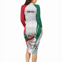 Personalized Mexico Soccer Duck Long Sleeve Bodycon Dress Mexican Flag Cape Soccer Ball