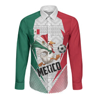 Personalized Mexico Soccer Duck Long Sleeve Button Shirt Mexican Flag Cape Soccer Ball