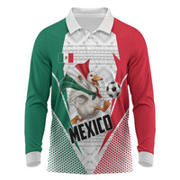 Personalized Mexico Soccer Duck Long Sleeve Polo Shirt Mexican Flag Cape Soccer Ball