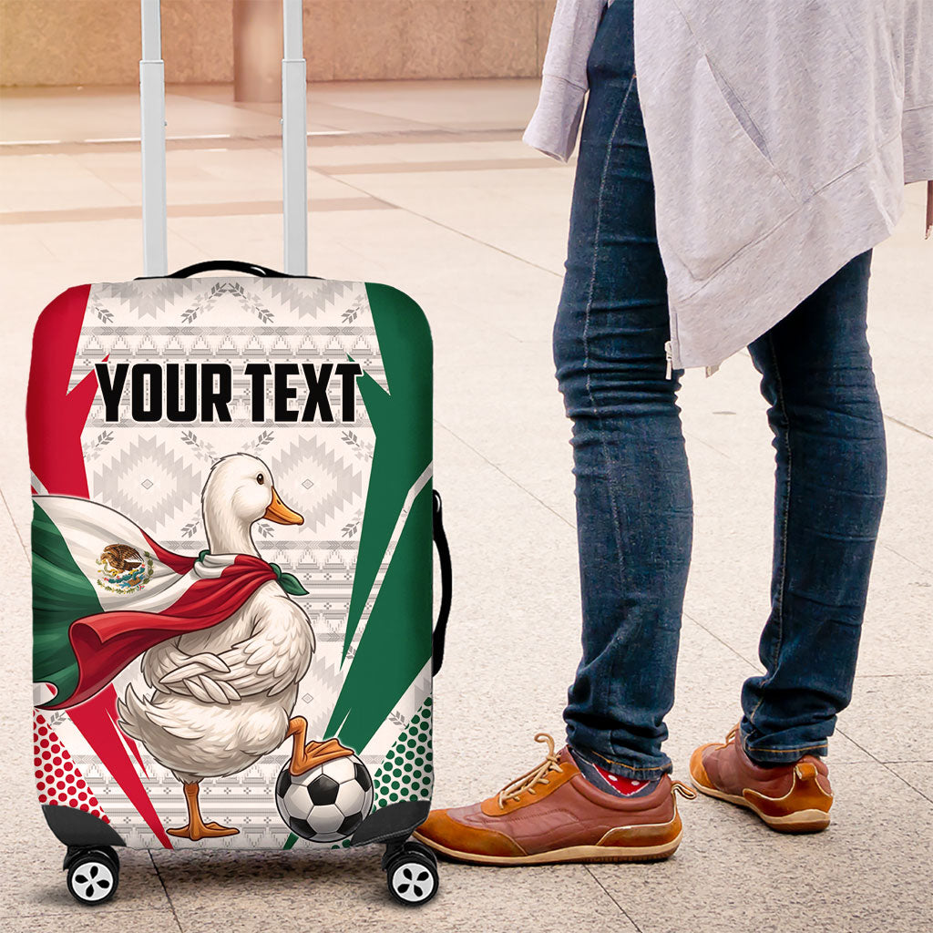 Personalized Mexico Soccer Duck Luggage Cover Mexican Flag Cape Soccer Ball