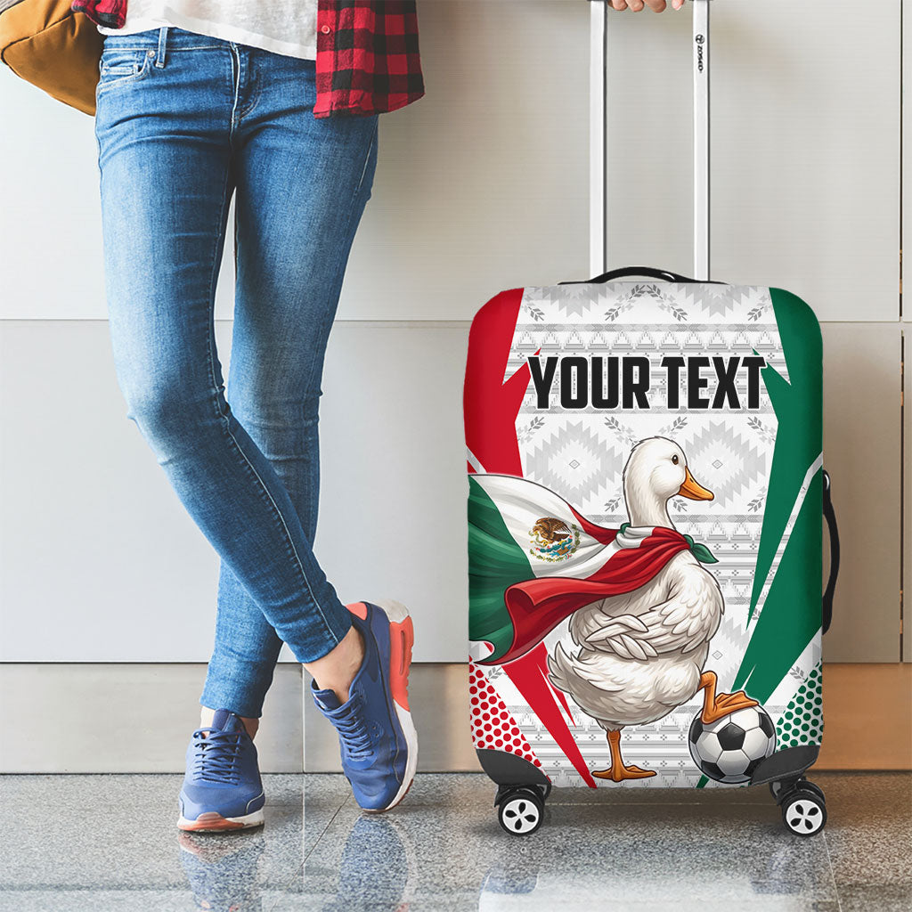 Personalized Mexico Soccer Duck Luggage Cover Mexican Flag Cape Soccer Ball