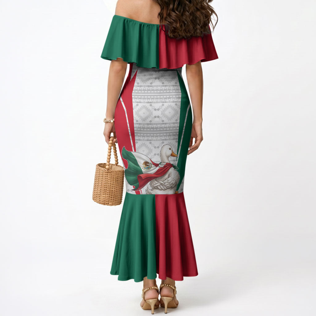 Personalized Mexico Soccer Duck Mermaid Dress Mexican Flag Cape Soccer Ball