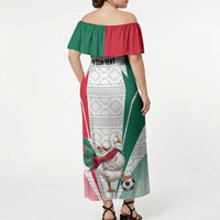 Personalized Mexico Soccer Duck Off Shoulder Maxi Dress Mexican Flag Cape Soccer Ball