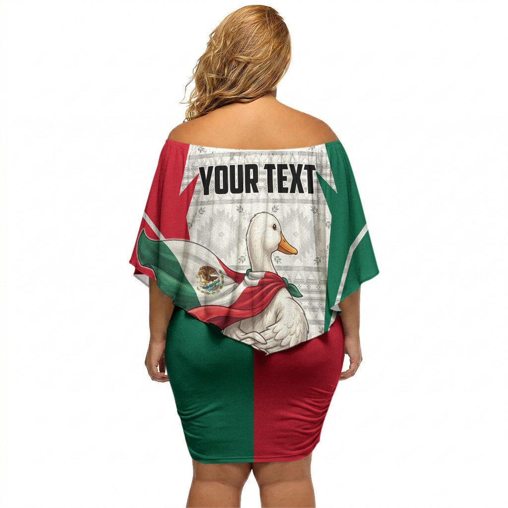 Personalized Mexico Soccer Duck Off Shoulder Short Dress Mexican Flag Cape Soccer Ball