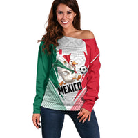 Personalized Mexico Soccer Duck Off Shoulder Sweater Mexican Flag Cape Soccer Ball