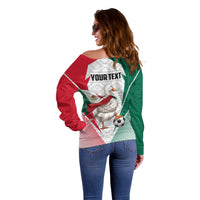 Personalized Mexico Soccer Duck Off Shoulder Sweater Mexican Flag Cape Soccer Ball