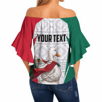 Personalized Mexico Soccer Duck Off Shoulder Wrap Waist Top Mexican Flag Cape Soccer Ball