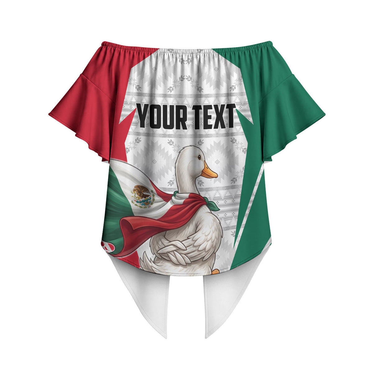 Personalized Mexico Soccer Duck Off Shoulder Wrap Waist Top Mexican Flag Cape Soccer Ball