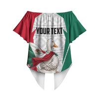 Personalized Mexico Soccer Duck Off Shoulder Wrap Waist Top Mexican Flag Cape Soccer Ball