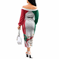 Personalized Mexico Soccer Duck Off The Shoulder Long Sleeve Dress Mexican Flag Cape Soccer Ball