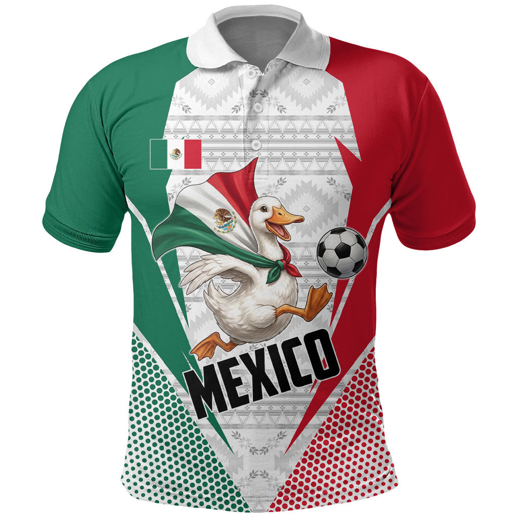 Personalized Mexico Soccer Duck Polo Shirt Mexican Flag Cape Soccer Ball