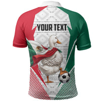 Personalized Mexico Soccer Duck Polo Shirt Mexican Flag Cape Soccer Ball