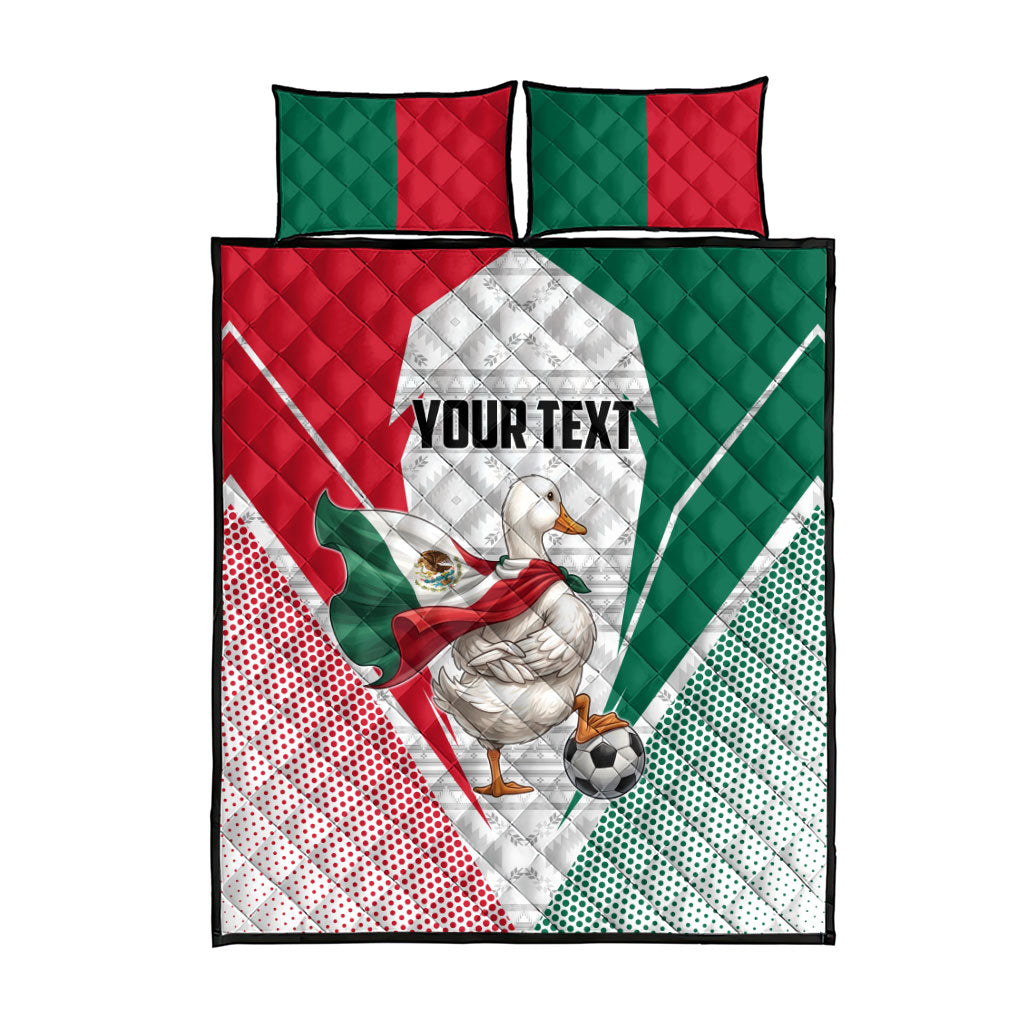 Personalized Mexico Soccer Duck Quilt Bed Set Mexican Flag Cape Soccer Ball