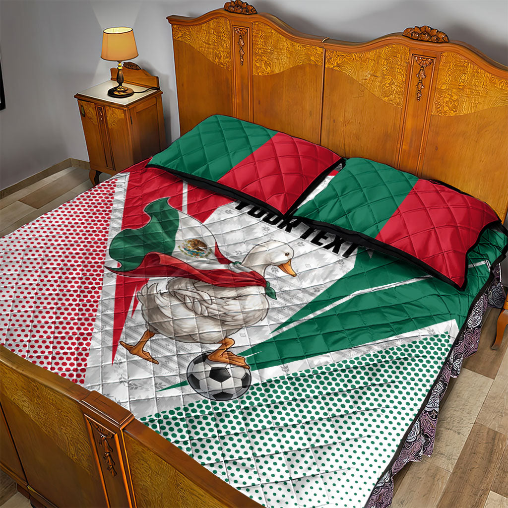 Personalized Mexico Soccer Duck Quilt Bed Set Mexican Flag Cape Soccer Ball