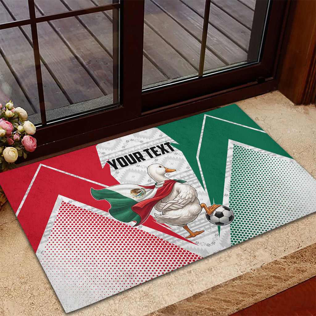 Personalized Mexico Soccer Duck Rubber Doormat Mexican Flag Cape Soccer Ball
