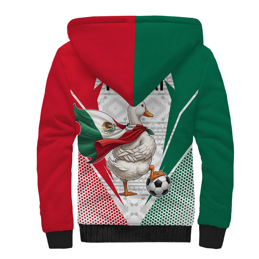 Personalized Mexico Soccer Duck Sherpa Hoodie Mexican Flag Cape Soccer Ball
