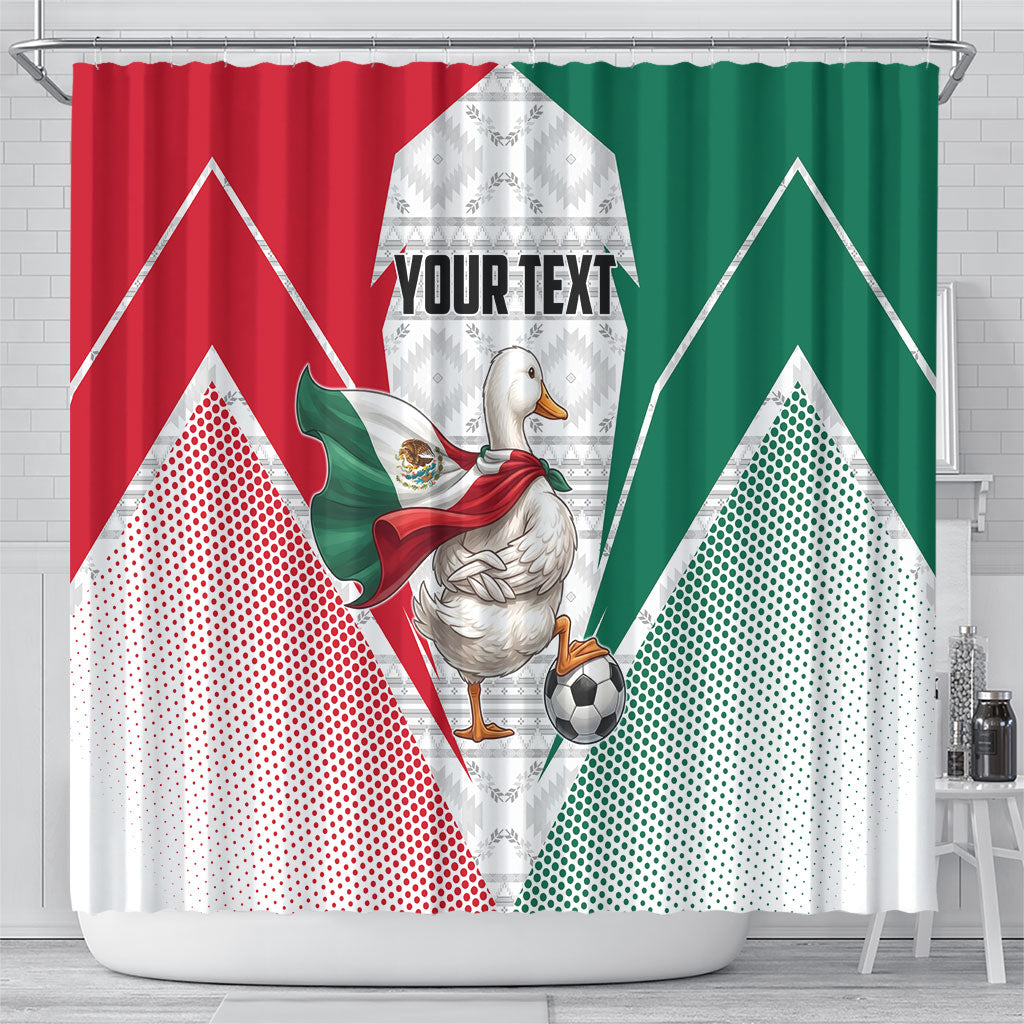 Personalized Mexico Soccer Duck Shower Curtain Mexican Flag Cape Soccer Ball