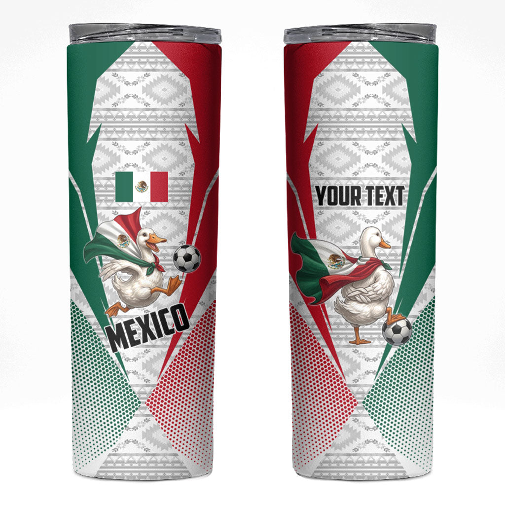 Personalized Mexico Soccer Duck Skinny Tumbler Mexican Flag Cape Soccer Ball