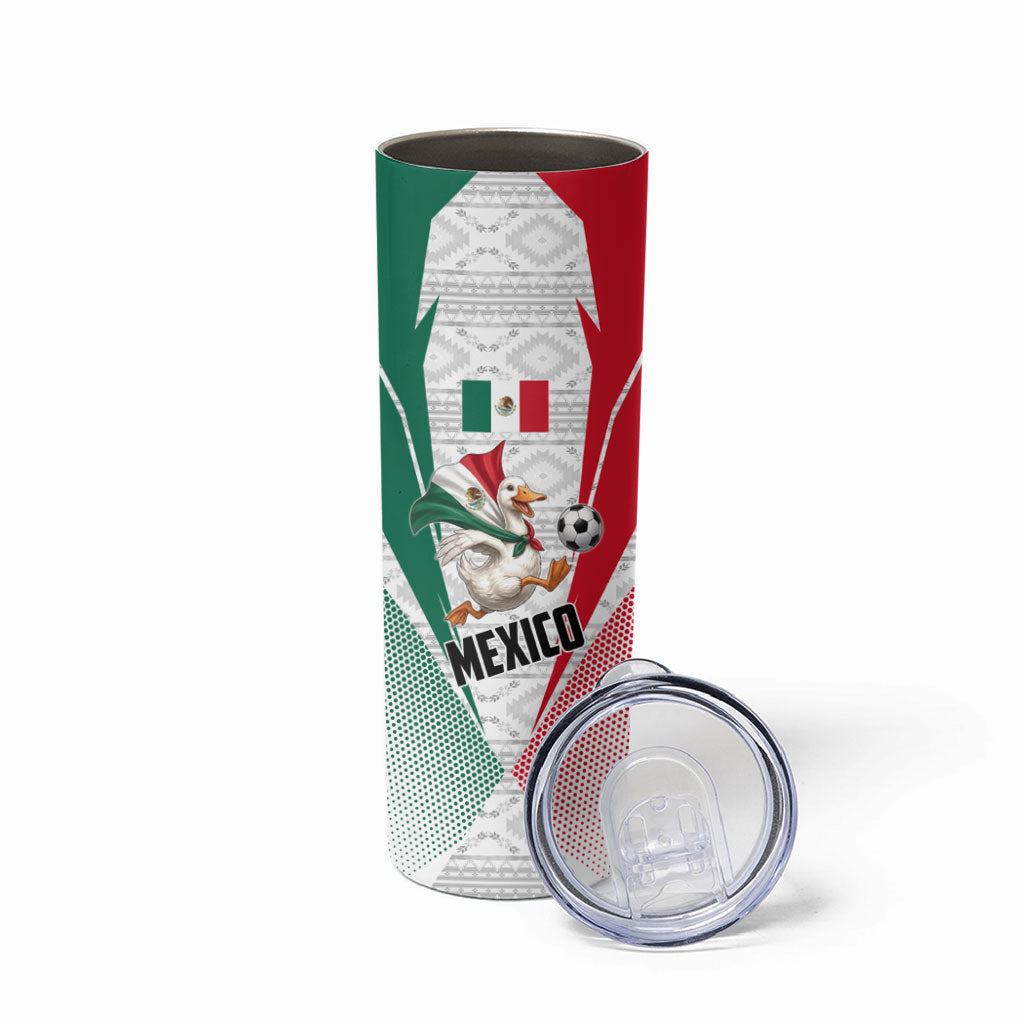 Personalized Mexico Soccer Duck Skinny Tumbler Mexican Flag Cape Soccer Ball