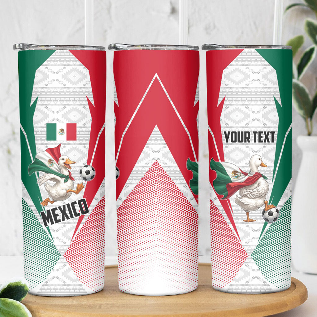 Personalized Mexico Soccer Duck Skinny Tumbler Mexican Flag Cape Soccer Ball
