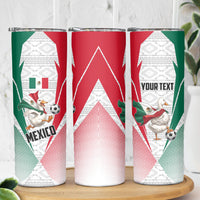 Personalized Mexico Soccer Duck Skinny Tumbler Mexican Flag Cape Soccer Ball