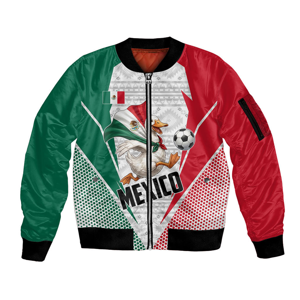 Personalized Mexico Soccer Duck Sleeve Zip Bomber Jacket Mexican Flag Cape Soccer Ball