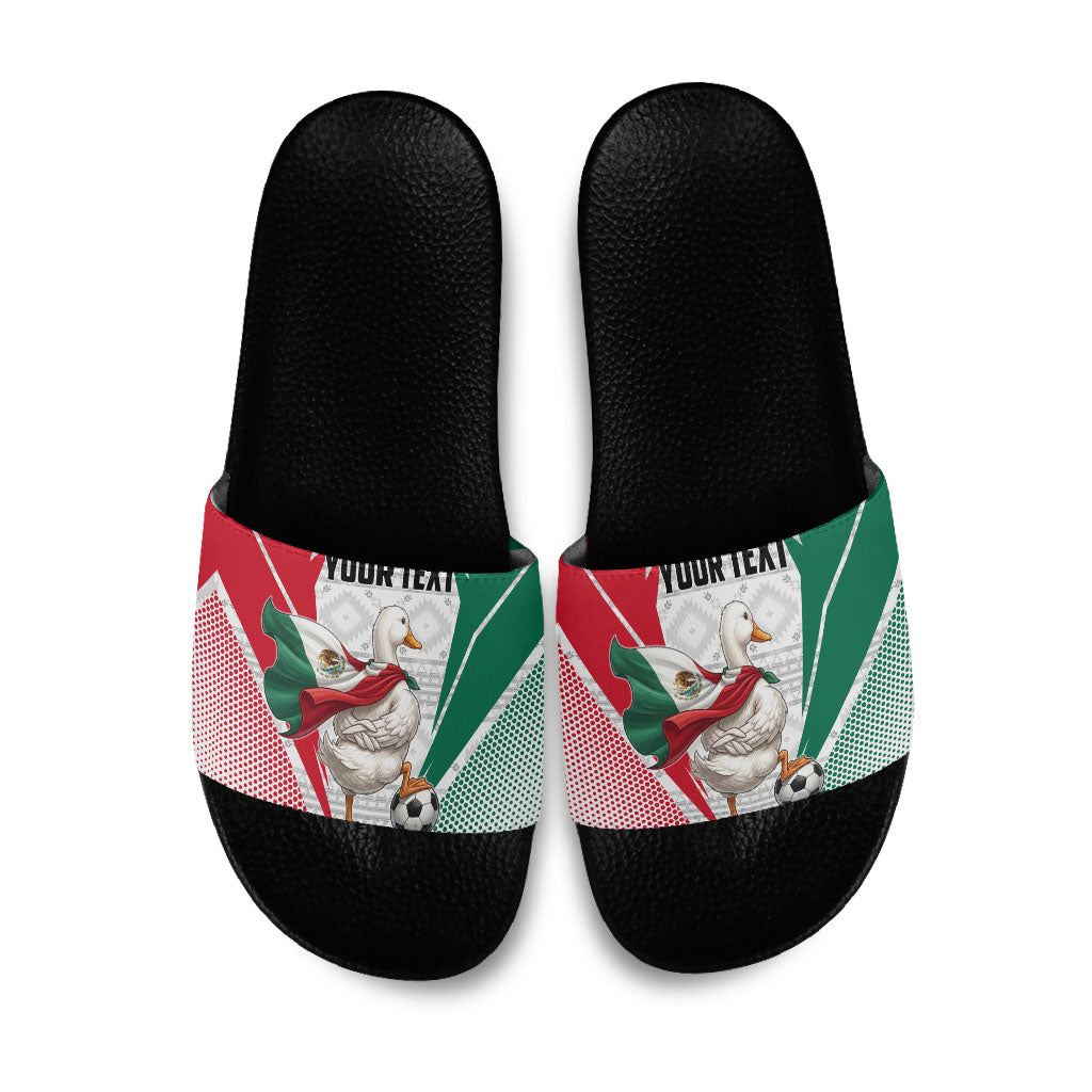Personalized Mexico Soccer Duck Slide Sandals Mexican Flag Cape Soccer Ball