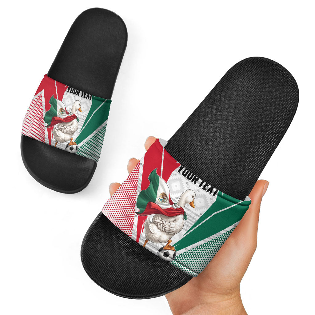 Personalized Mexico Soccer Duck Slide Sandals Mexican Flag Cape Soccer Ball