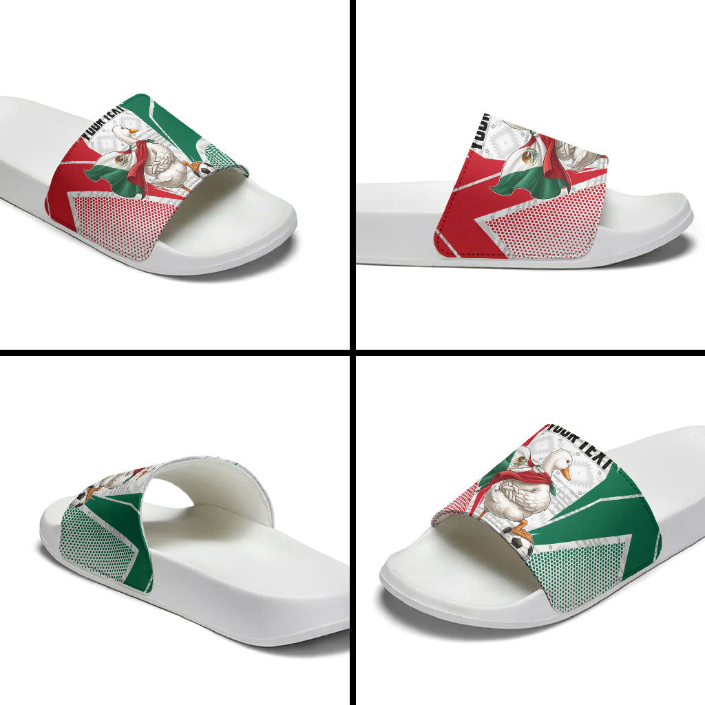 Personalized Mexico Soccer Duck Slide Sandals Mexican Flag Cape Soccer Ball